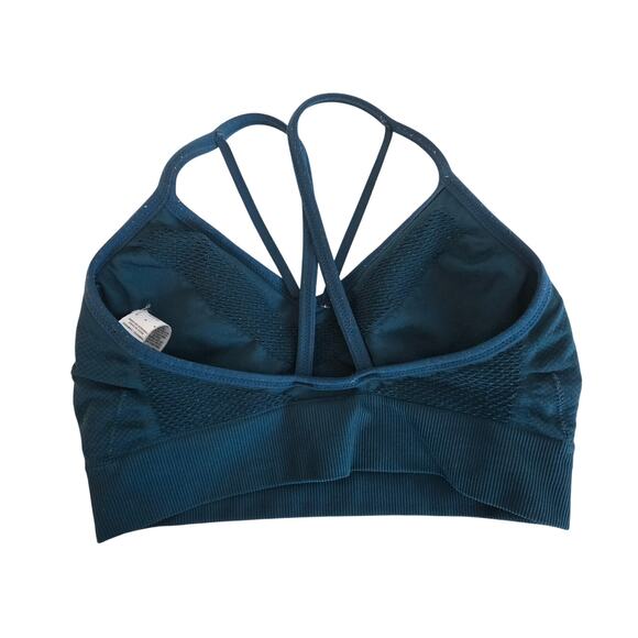 Nike Seamless Dri Fit Light Support Sports Bra Size M AQ0123-347 Teal Blue - Picture 2 of 6